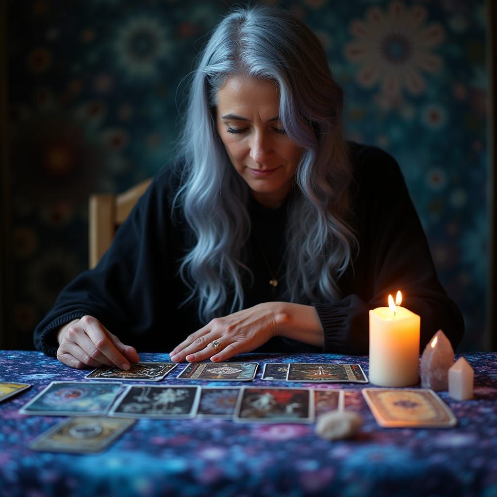 Mystical Tarot Reader in Contemplative Repose