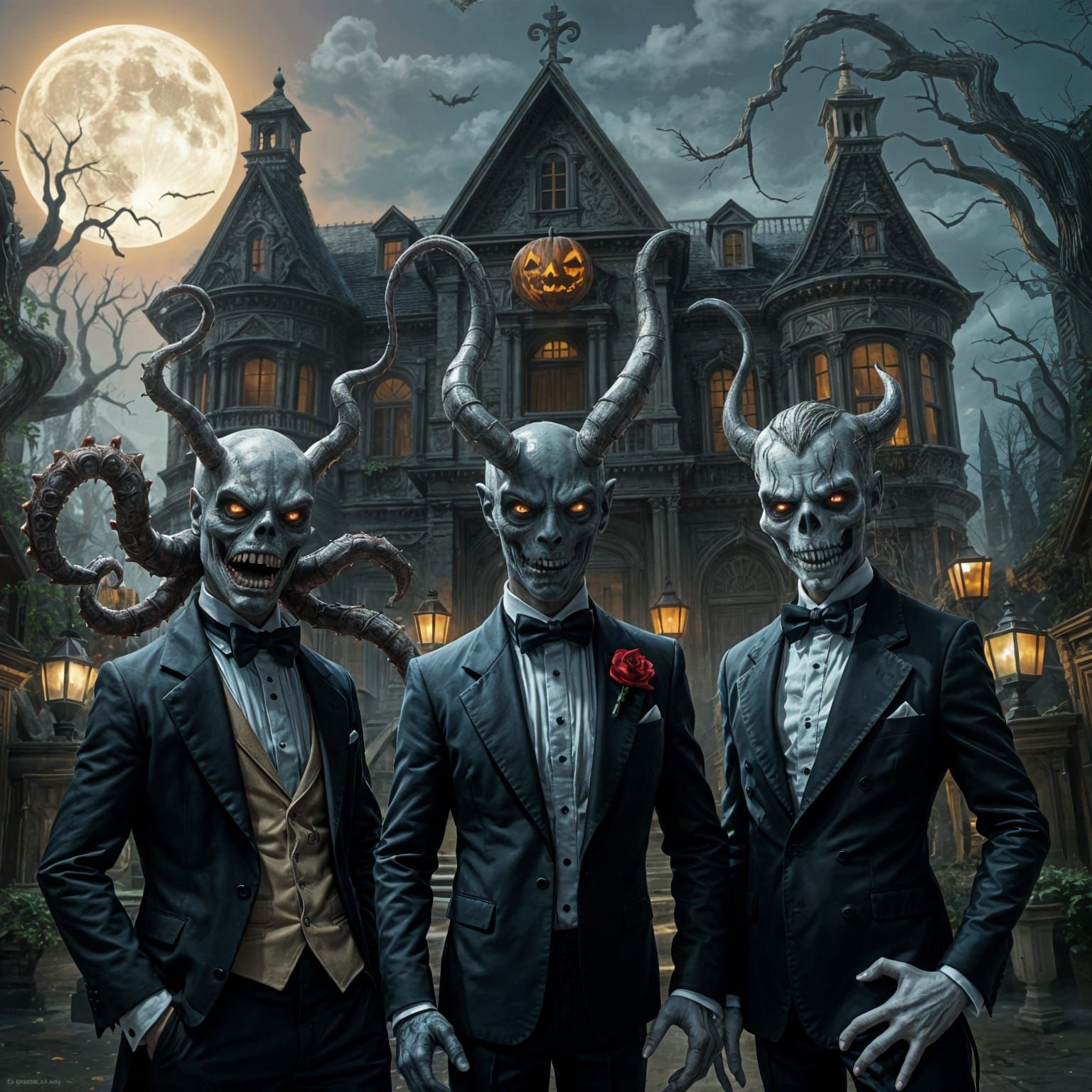 Monsters in Tuxedos Digital Painting
