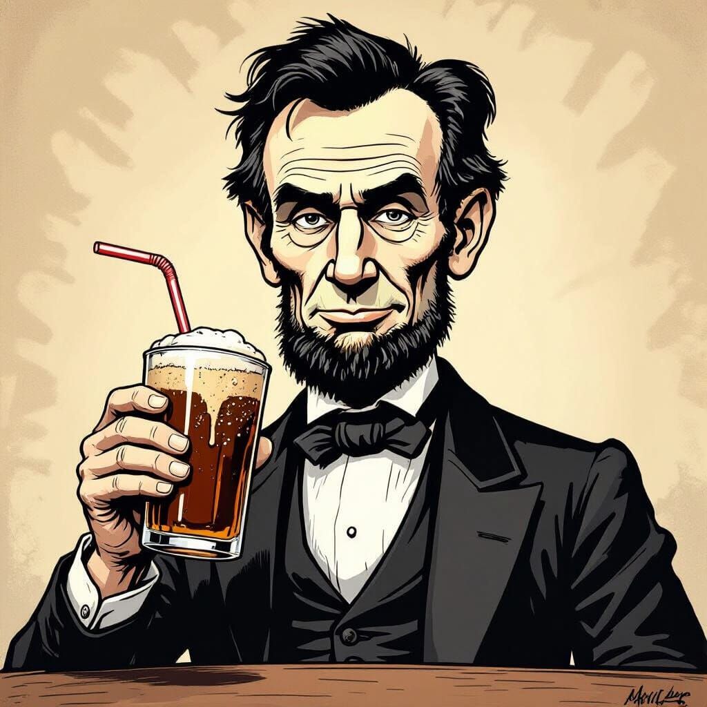 Abraham Lincoln Caricature in Comic Book Style