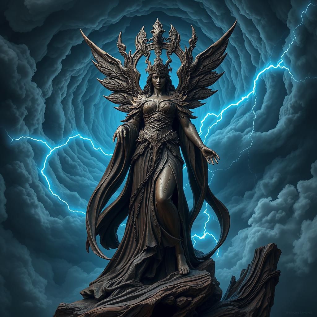 Goddess Eirian Carved from Stormwood: Baroque Biomechanical ...