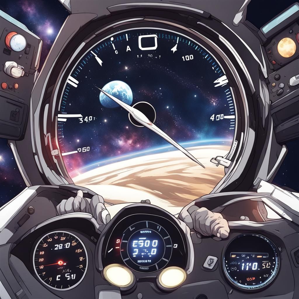 Speedometer Soars Through Space in Anime Style