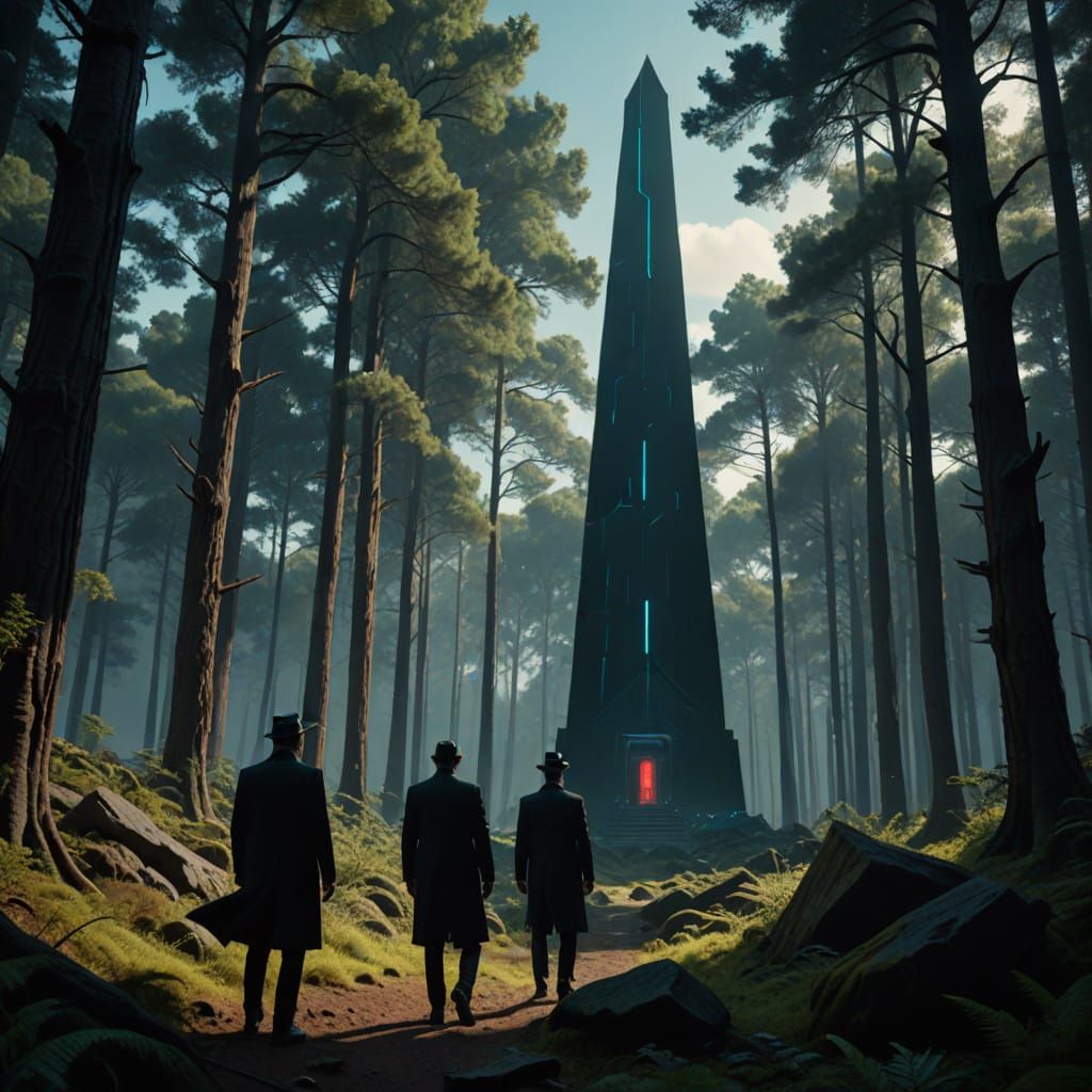 Men in Black Investigate Obelisk in Remote Forest