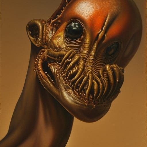 Hyperrealistic Alien Earwig: Oil on Canvas