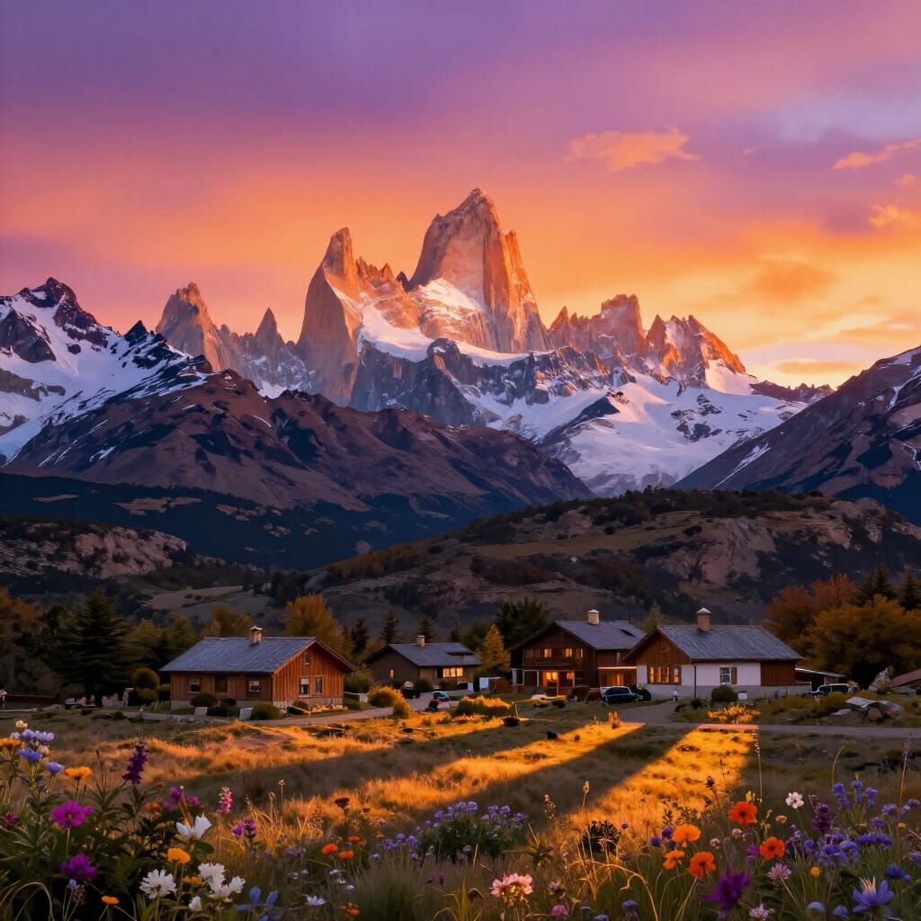 Patagonian Sunset Over Fitz Roy Peaks