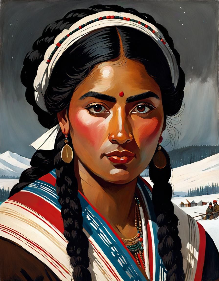 Kichesipirini Woman Portrait in Watercolor Style