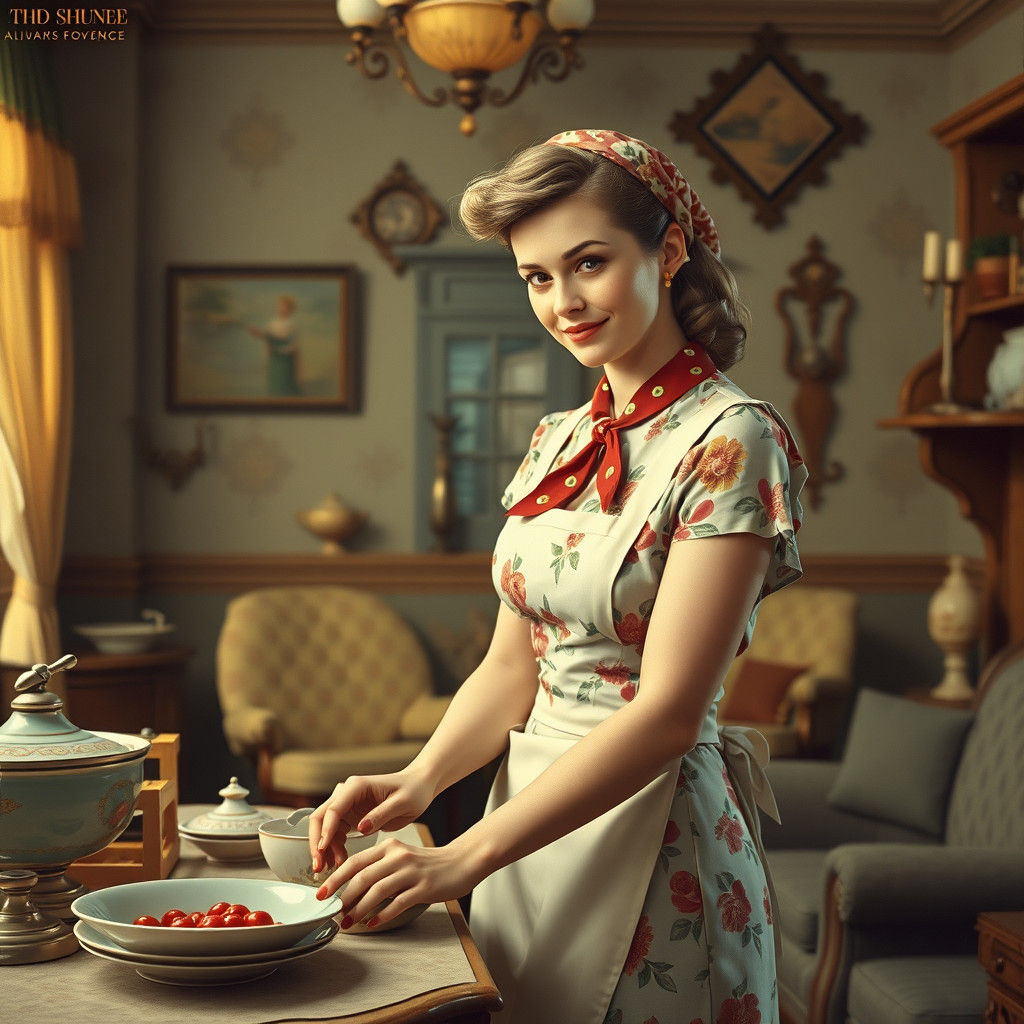 Nostalgic 1950s Housewife in Classic Hollywood Style