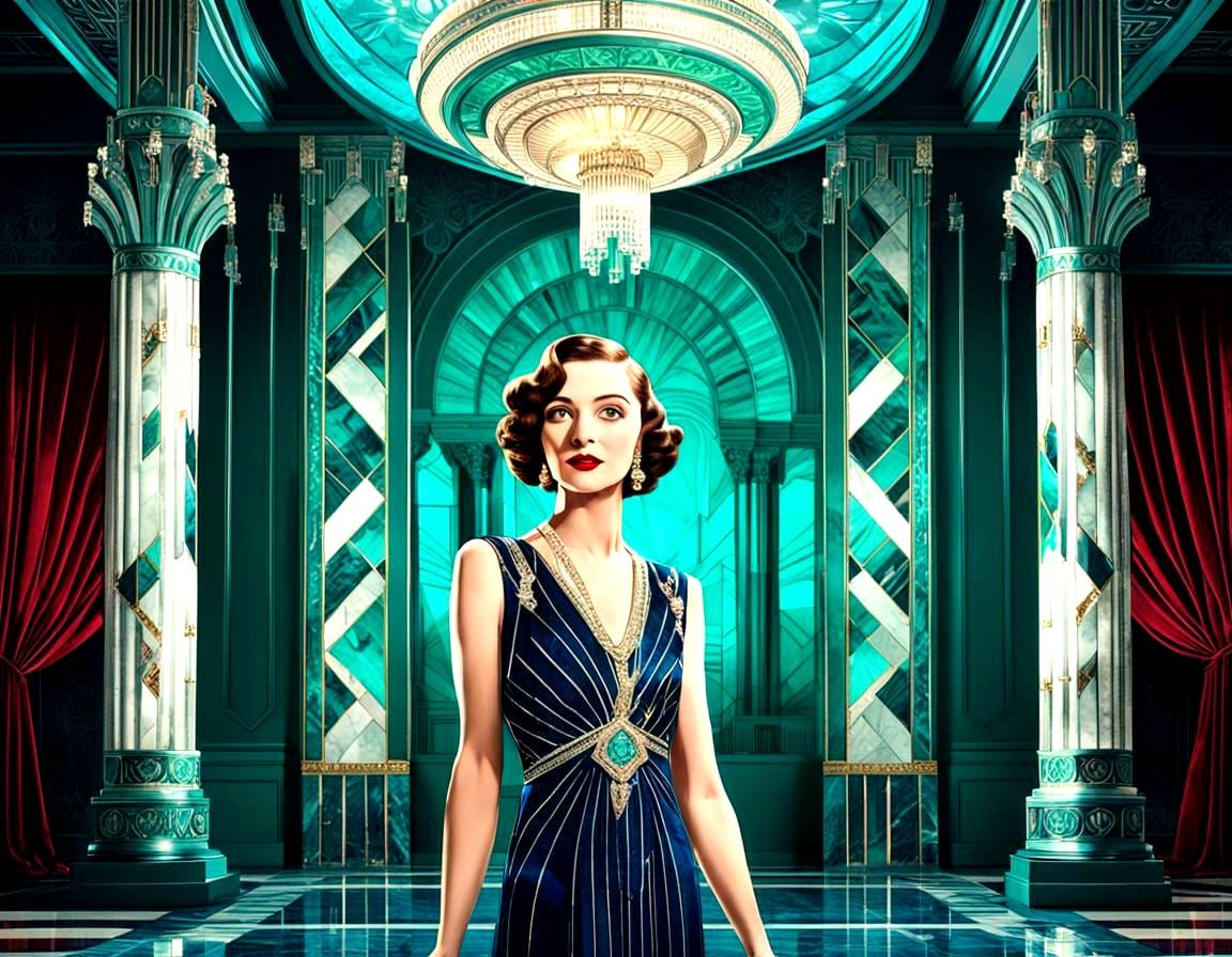 Stylish Art Deco Movie Poster with Intricate Details