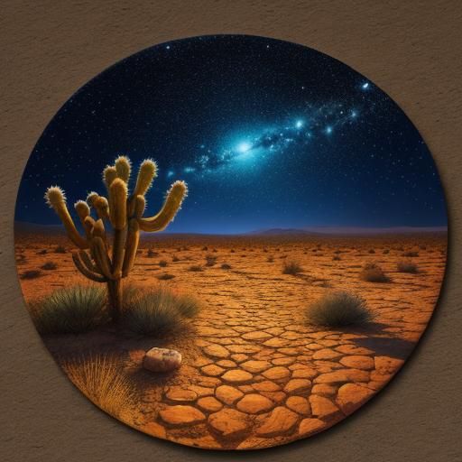 Desert Night Sky with Planet Painting