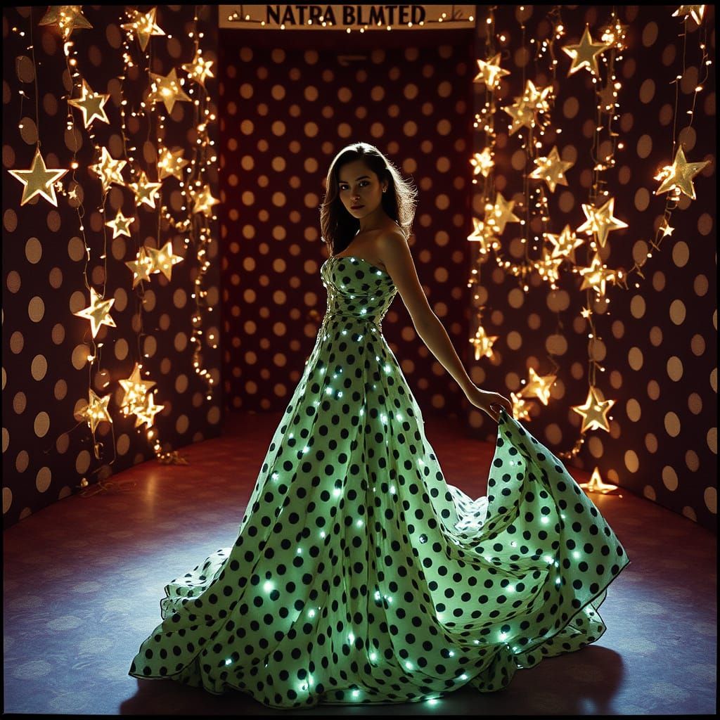 Starlight Gown Fashion Model in Polka Dot Room