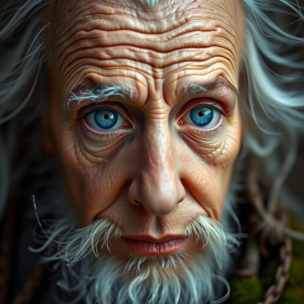 Wisdom: Half Baby, Half Old Man in Vintage Style