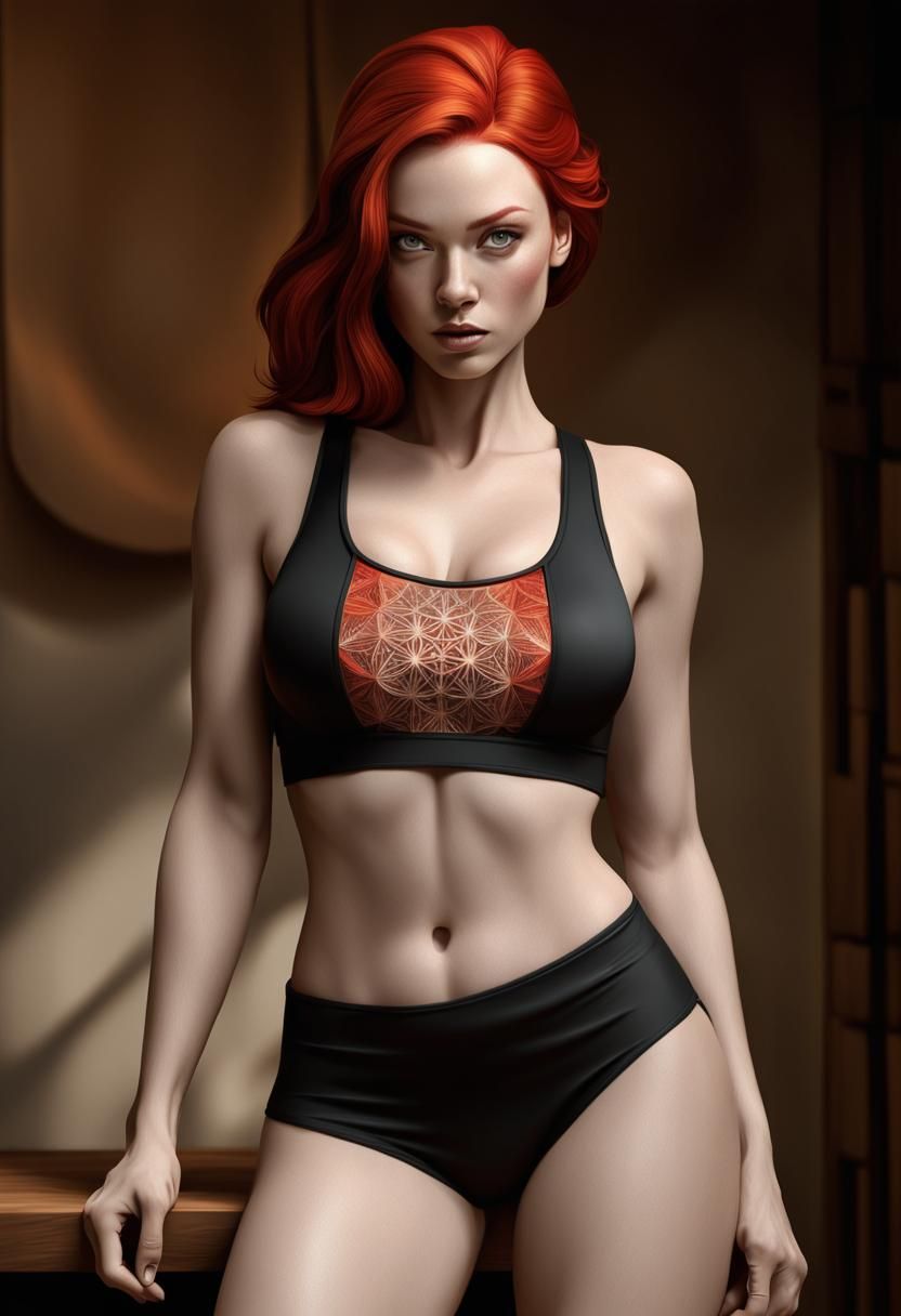 Abstract Redhead Fractal in 3D Digital Art Style