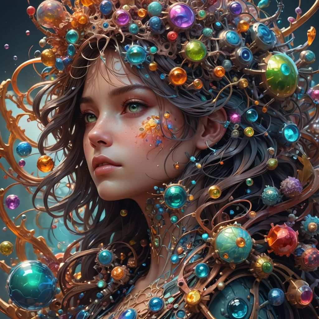 Colorful Micro-Organisms Portrait in Microscopic World