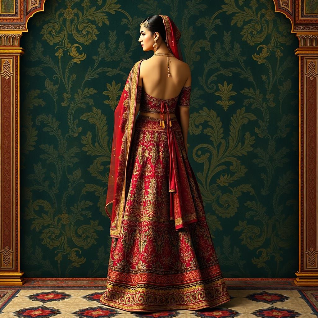 Anarkali in Embroidered Gown, Mughal-Era Style