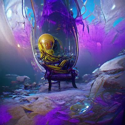 Alien in Underwater Dome: Dark Fantasy Art