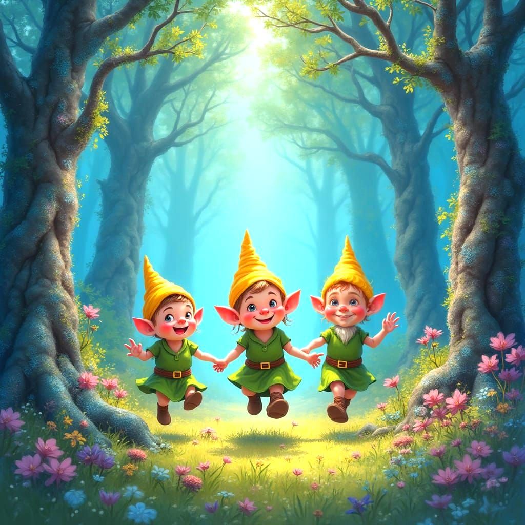Vibrant Dwarfs in Whimsical Wonderland