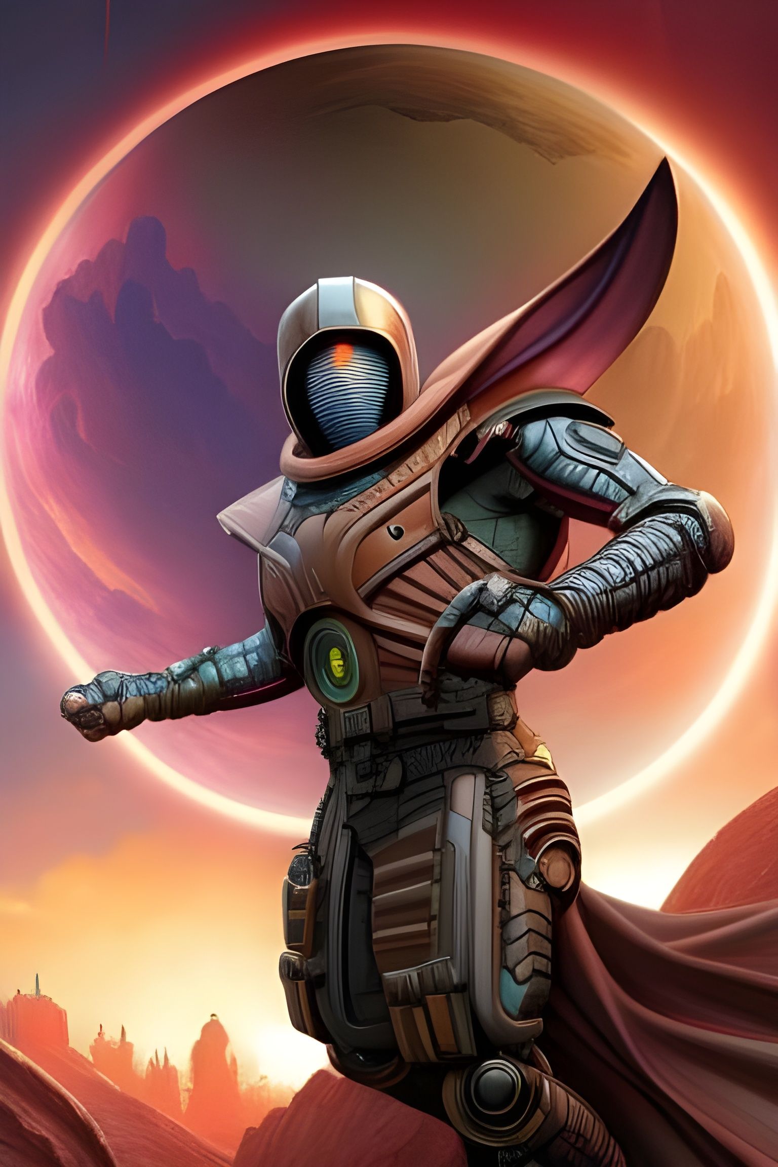 Evil Steampunk Cyborg in Detailed Sci-Fi Art