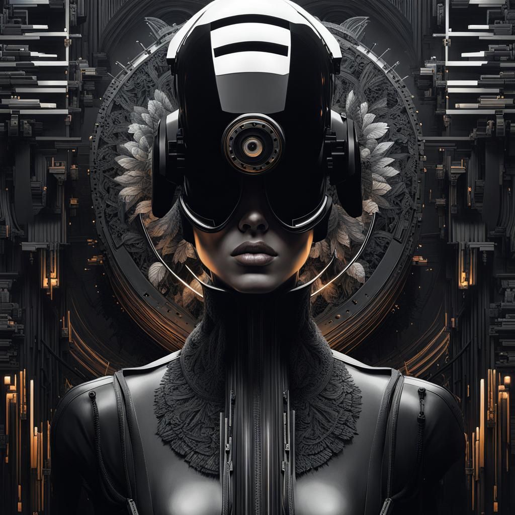 Hyperdetailed Fractal Automaton in Charcoal Style