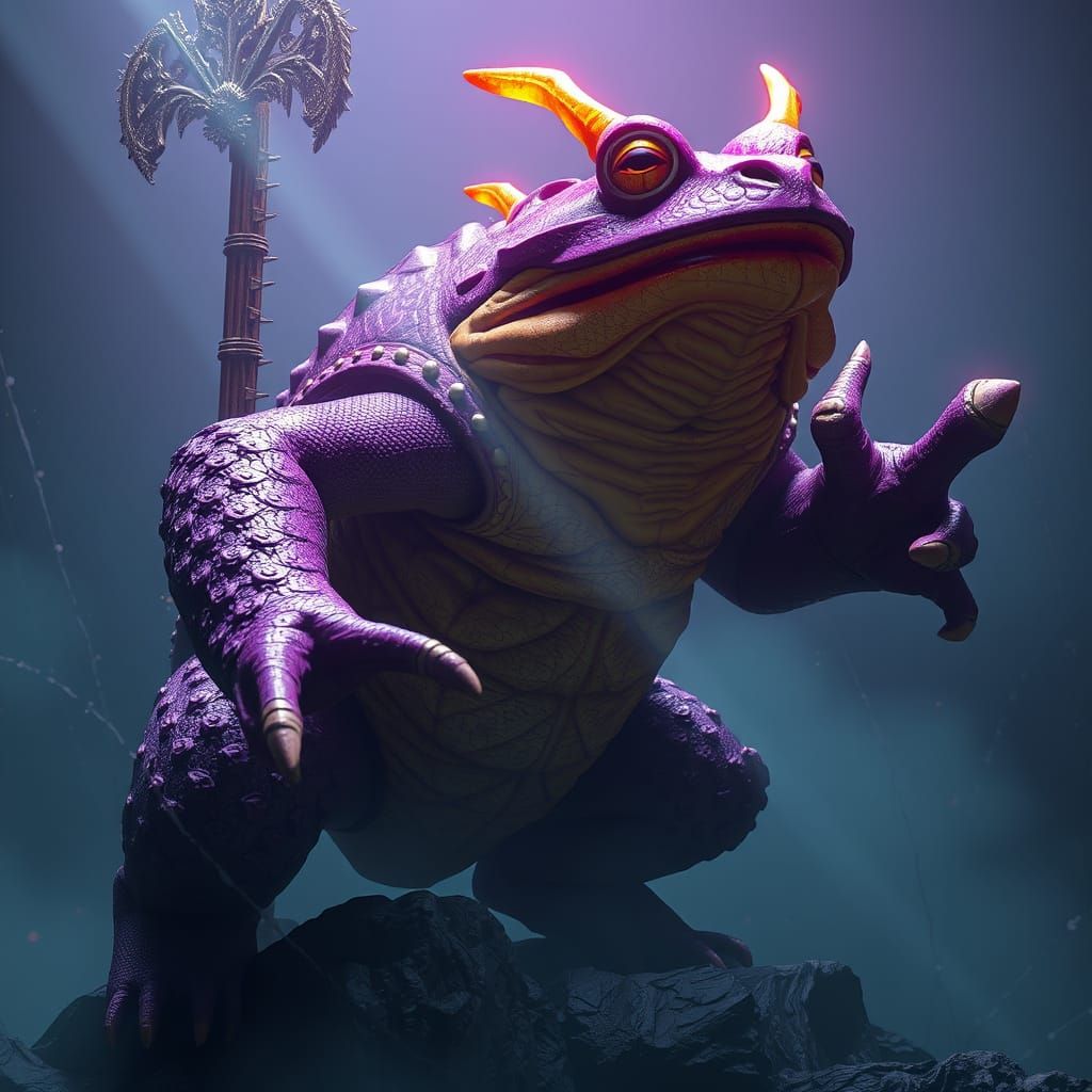 Giant Cane Toad Warrior in Dark Fantasy Concept Art