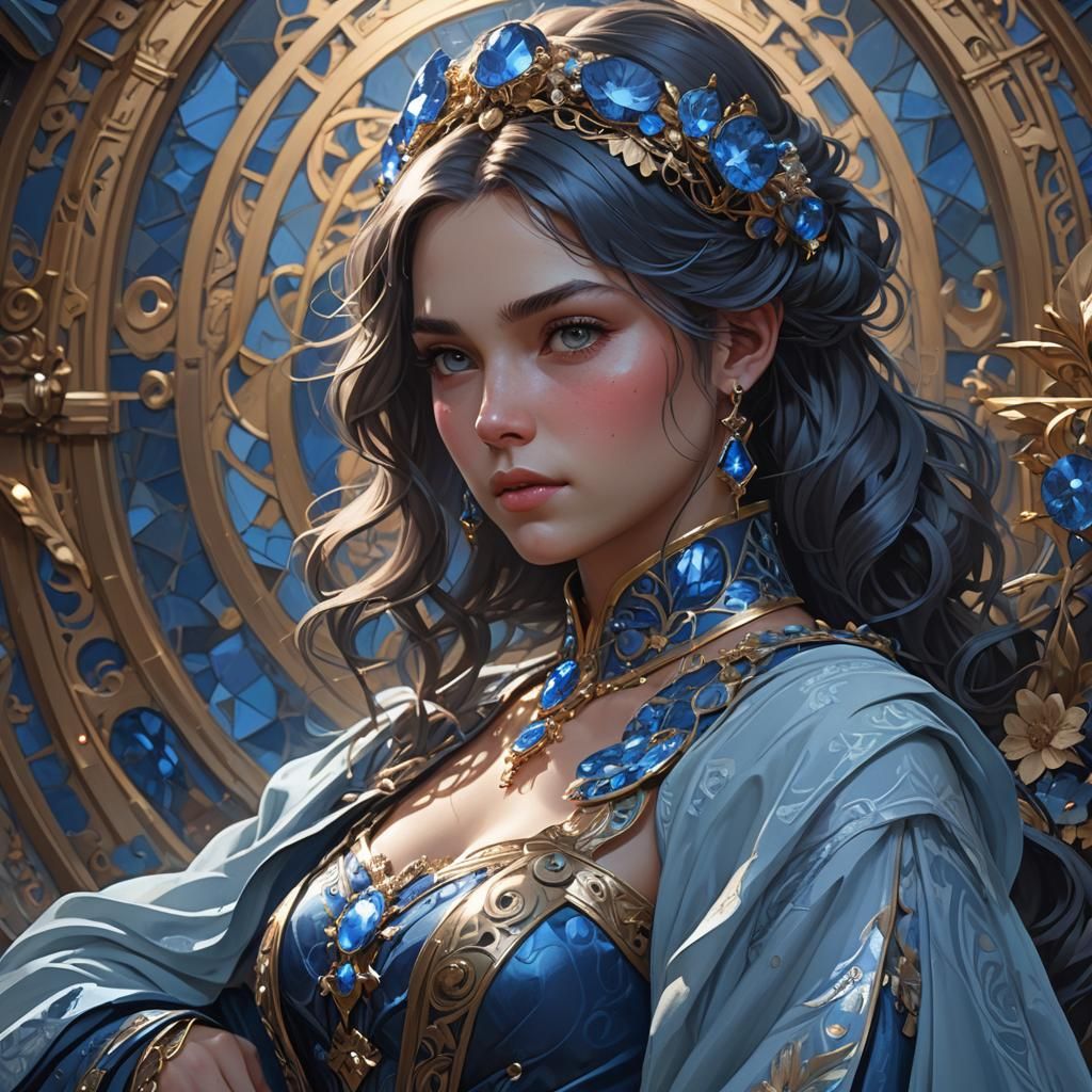 Sapphire Kingdom Baby Princess Portrait by Rutkowski
