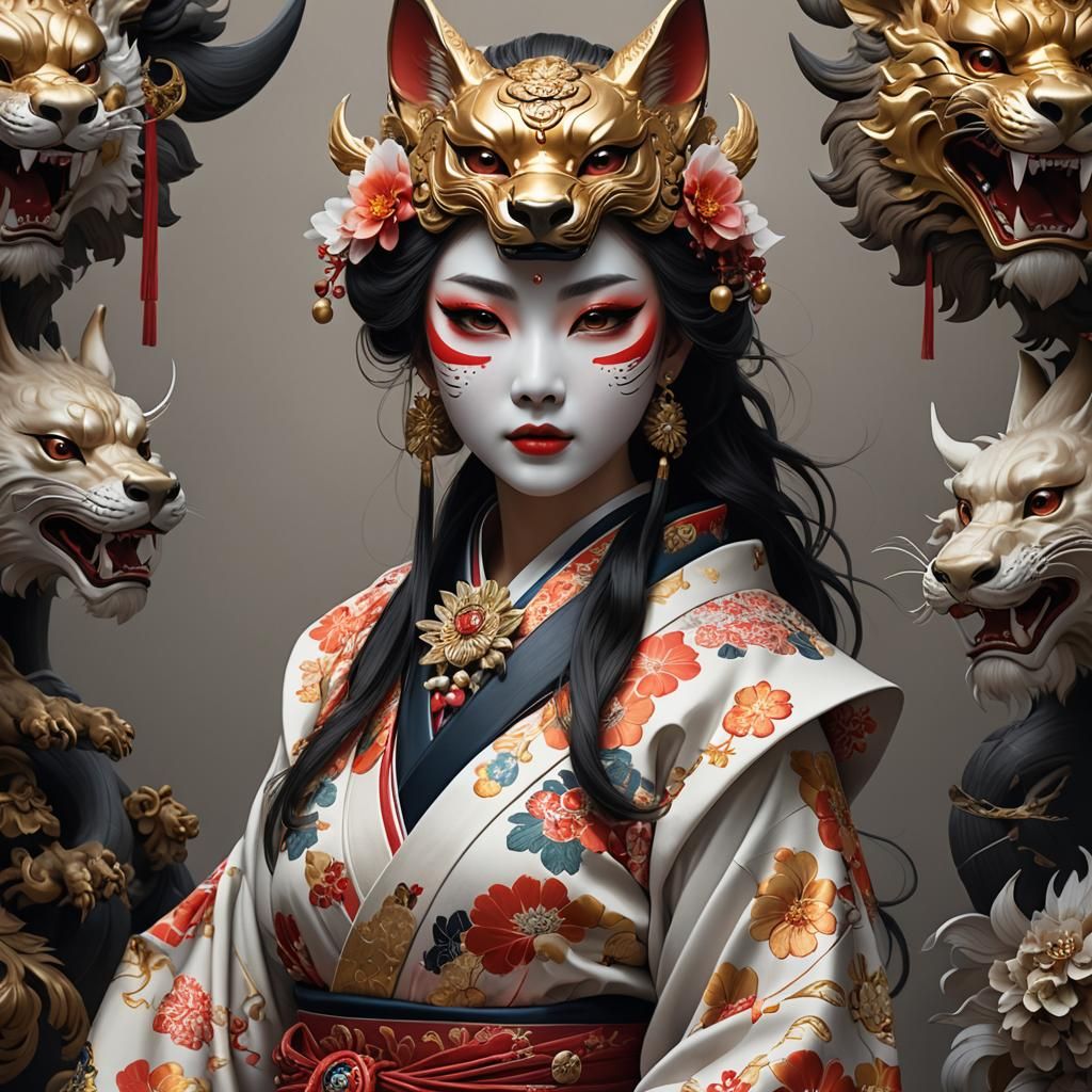 komainu kitsune mask