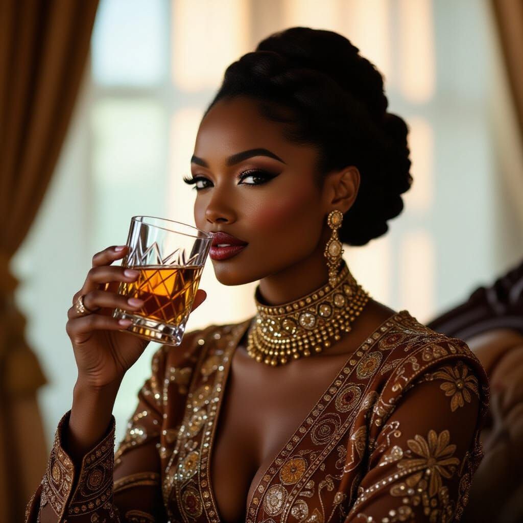 Elegant Woman in Cinematic Film Still