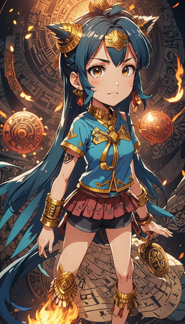 Aztec Maya Manga Girl in Anime Style