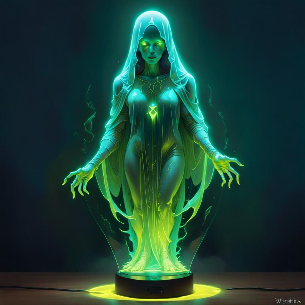 Neon Ghost 3D Hologram Lamp Concept Art