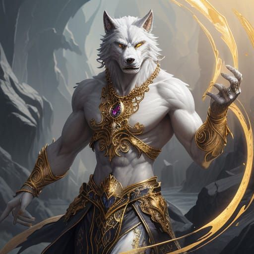 Glowing Werewolf Gemstone Pendant in Splendid Golden Light