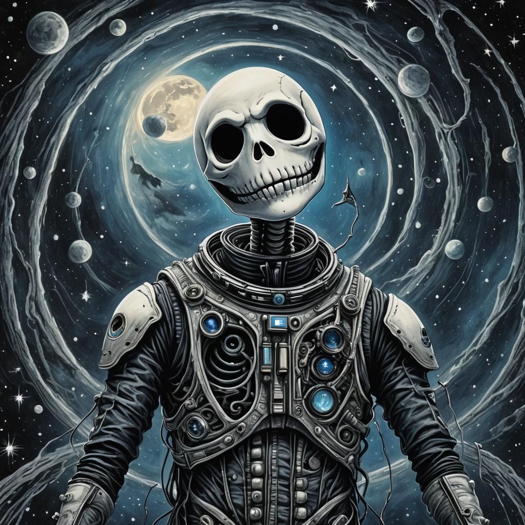 Astronaut Jack Skellington in Space: Gothic Surrealism