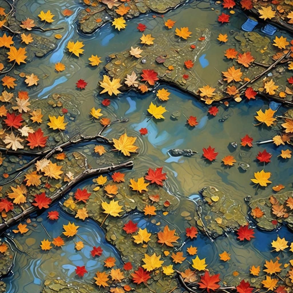 Abstract Autumn Day in Complementary Colors