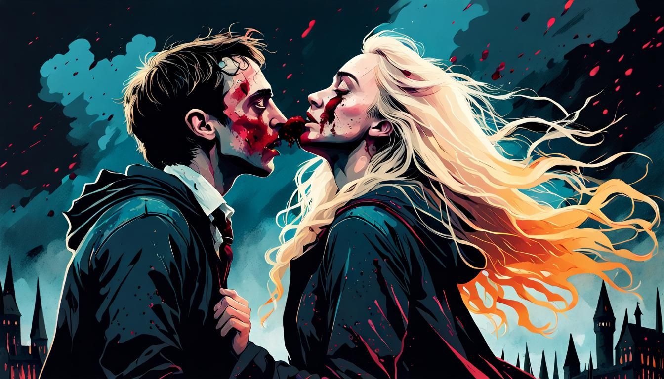 Luna and Neville's Kiss During Hogwarts Battle