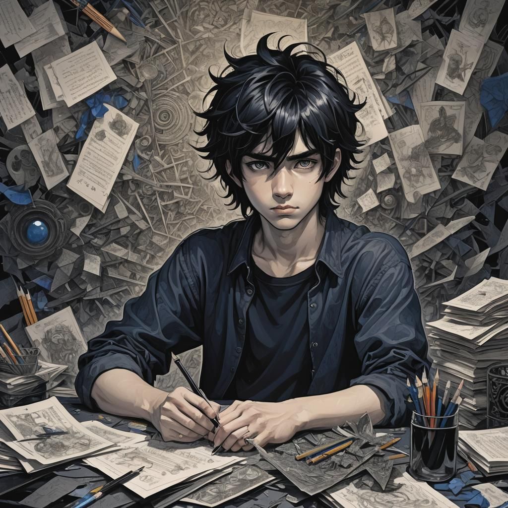 Mysterious Teen Artist in a Fantasy Realm
