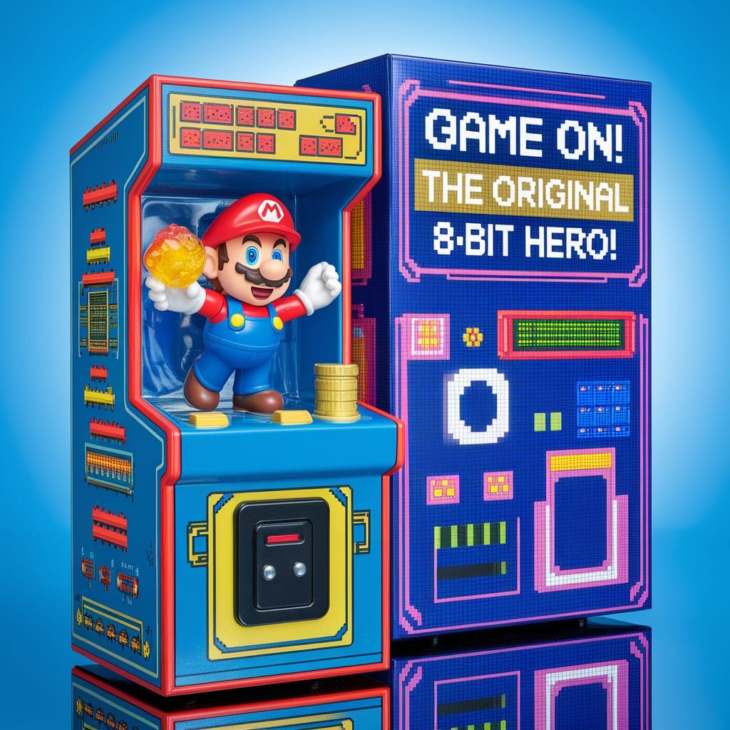 Retro Arcade Mario Action Figure Packaging