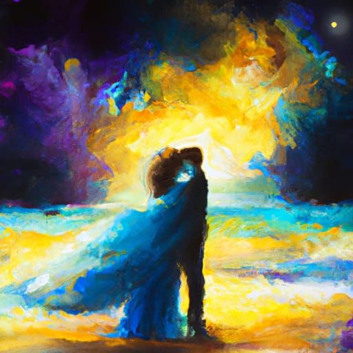 Love and Mystery: Gouache Impressionist Masterpiece