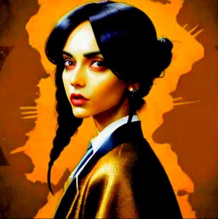 Woman with Flower Crown in Stained Glass Style