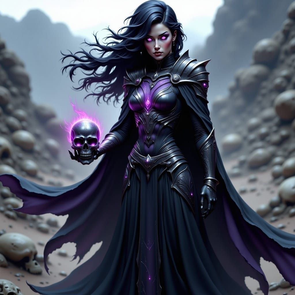 Dark Wither Sorceress in Desolate Wasteland
