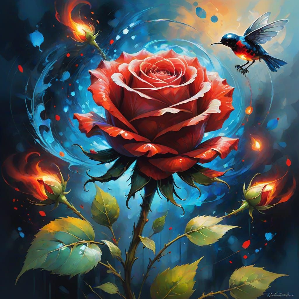 Whimsical Rose in Enchanted Golden Light