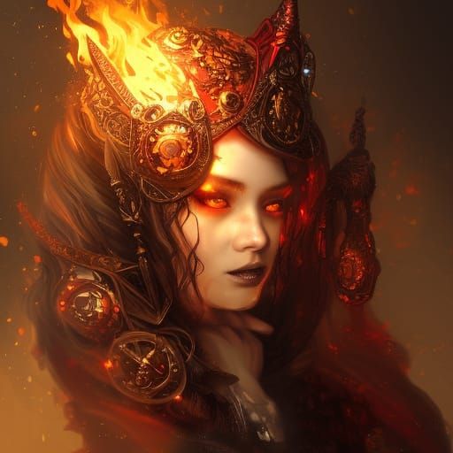Ornate Pyromancer in Dark Fantasy Style