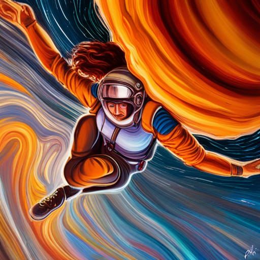 Skydiving from Saturn in Graffiti Art Style