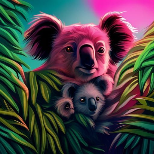 Synthwave Koala Rescue: Neon Retro Design