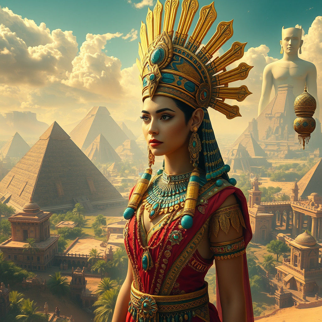 Babylonian Princess in Mystical Landscape