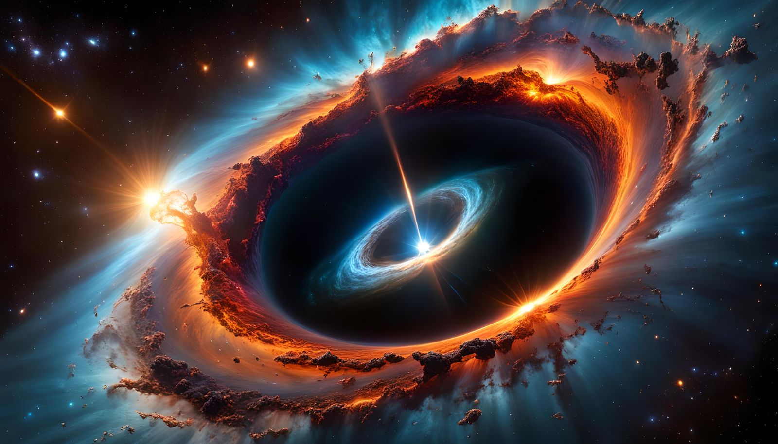 Cosmic Black Hole Merging with Galaxy in Candy Art