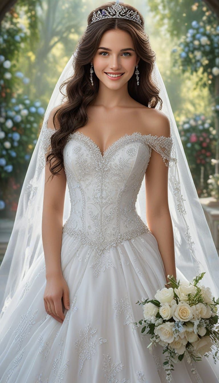 Ethereal Fantasy Princess on Wedding Day in Whimsical Style