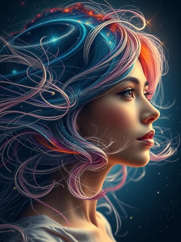 Cosmic Woman Portrait in Digital Art Style