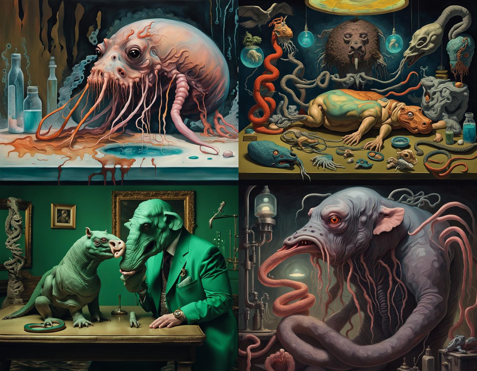 Distorted Homunculus on Postcard Holiday Scene in Distressin...