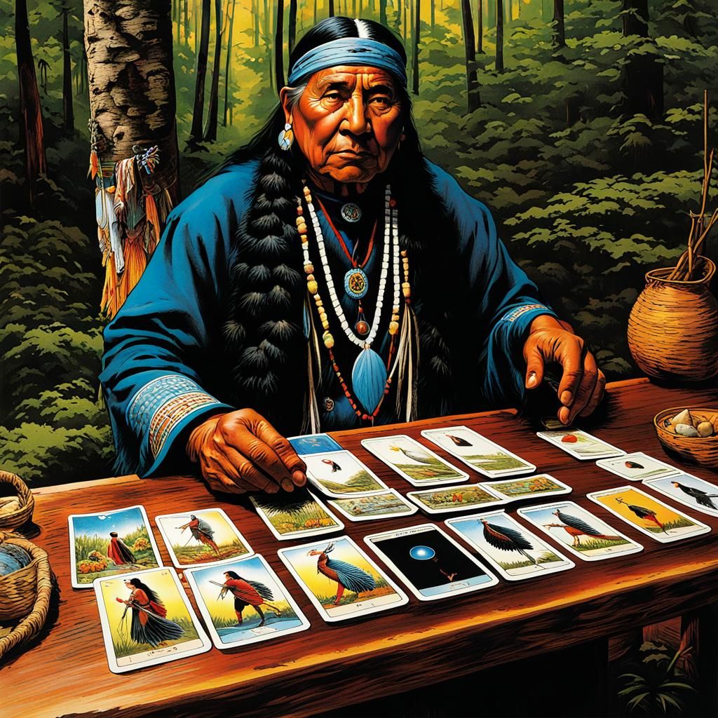 Native American Shaman Reads Trickster Tarot