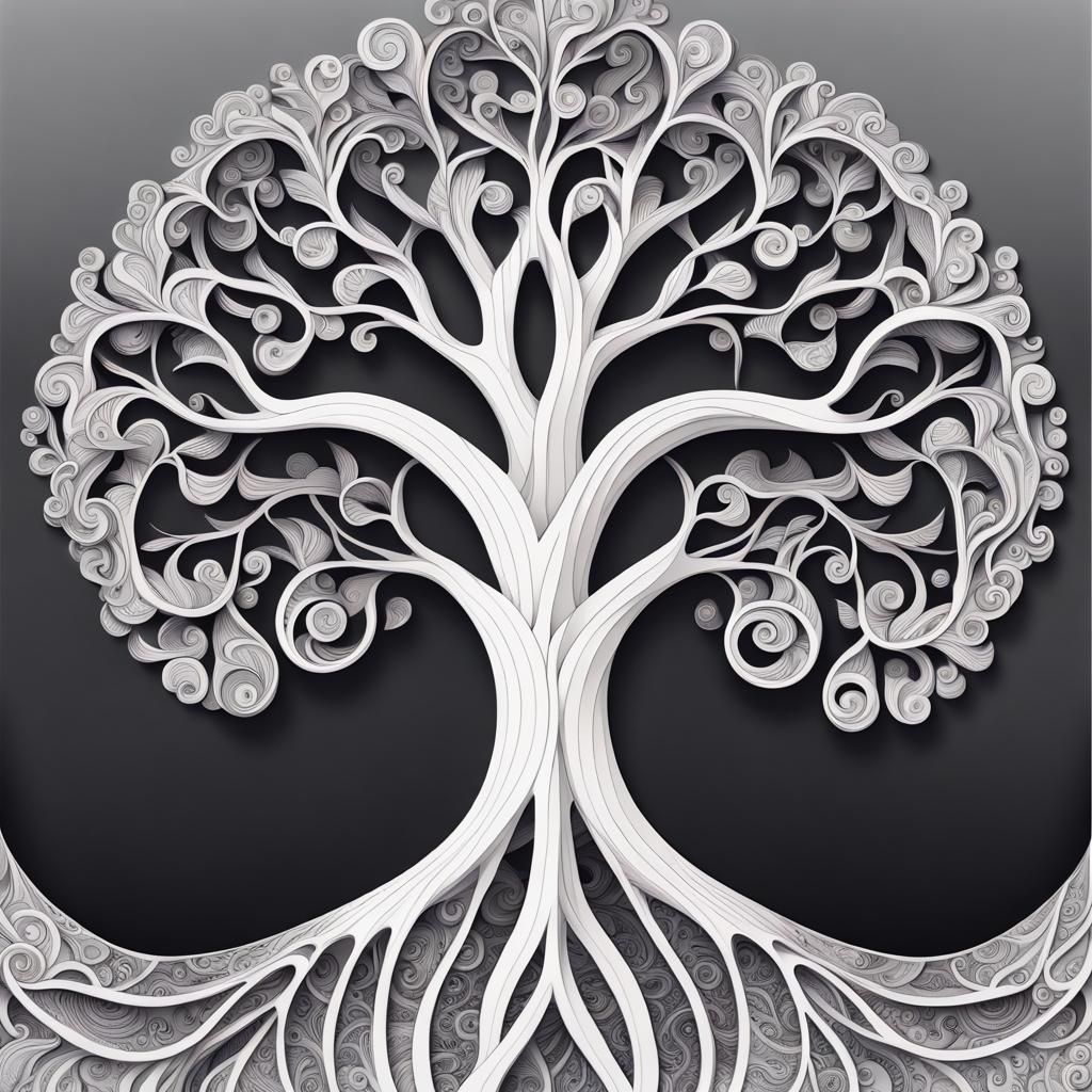 White Tree of Life Abstract Fractal Design