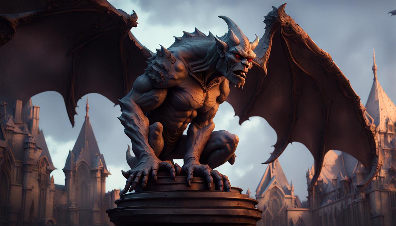 Armored Gargoyle in Dark Fantasy Style