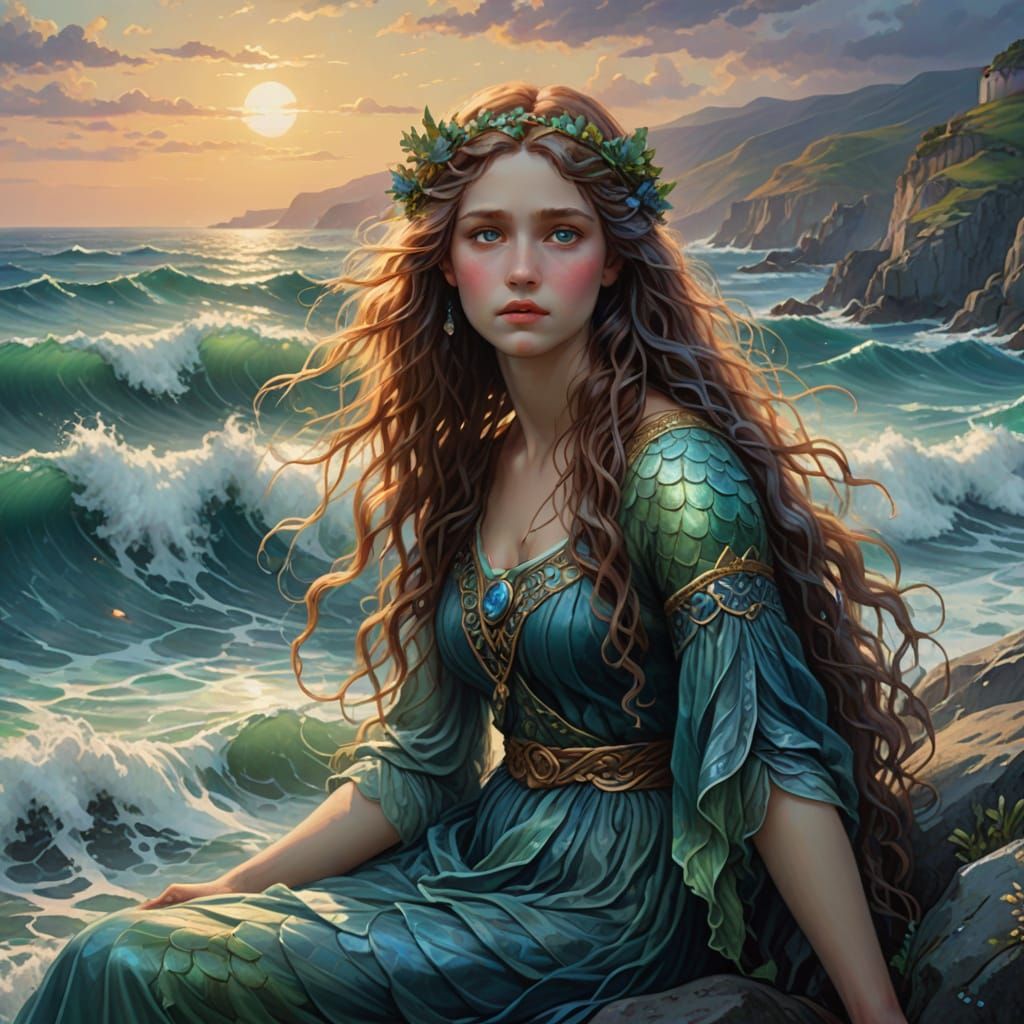 Greek Sea Nymph in Soft Focus Pastel Colors