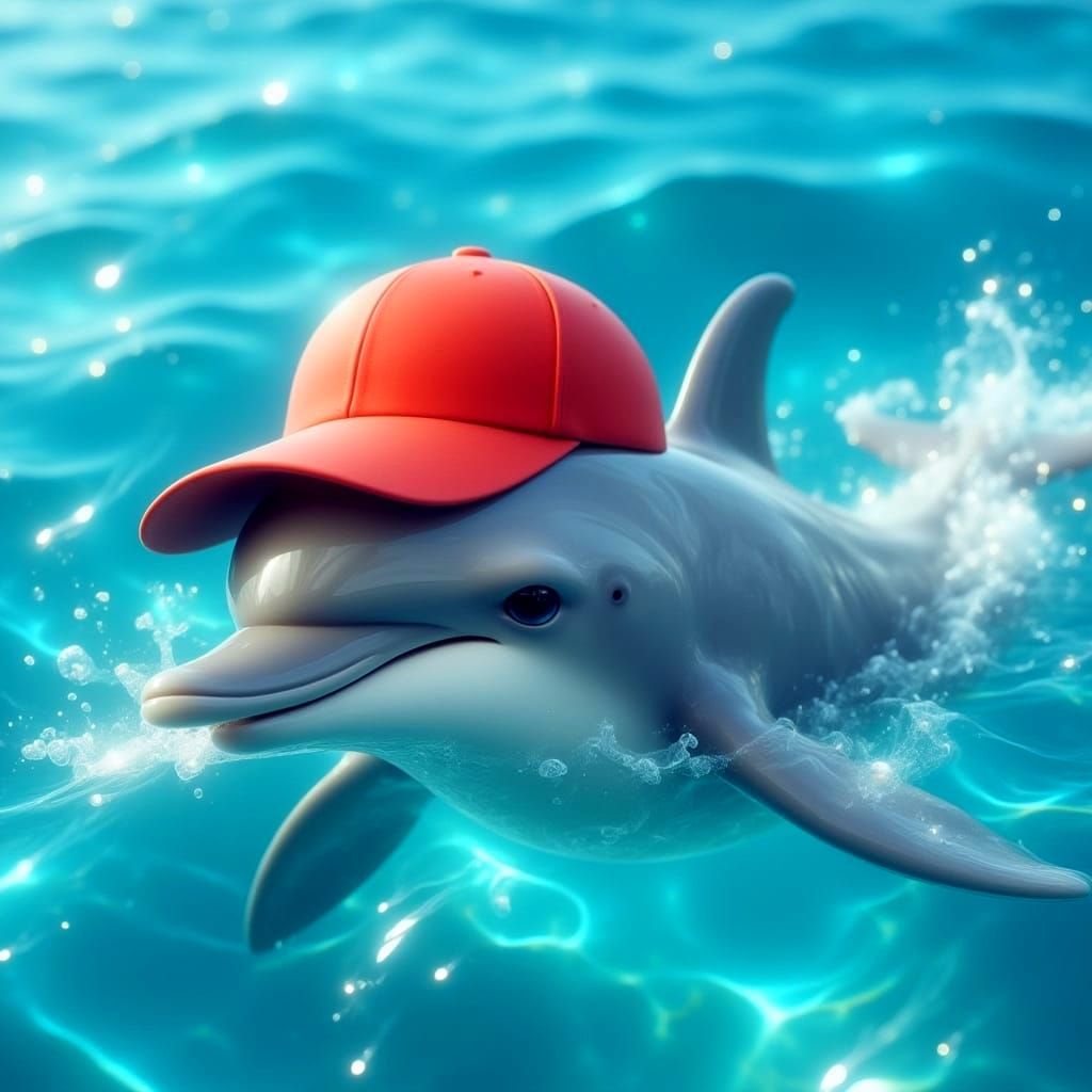 Dolphin Wears Red Cap in Playful Imitation of Humans